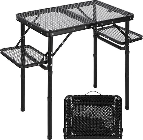 RedSwing Folding Grill Table with Extra Space, Adjustable Height Portable Small Stand Table for Outdoor Indoor Camping