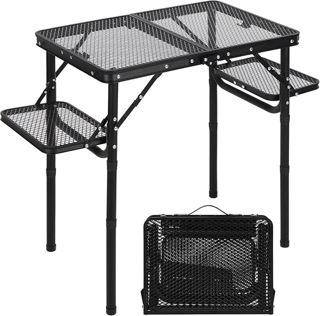RedSwing Folding Grill Table with Extra Space, Adjustable Height Portable Small Stand Table for Outdoor Indoor Camping