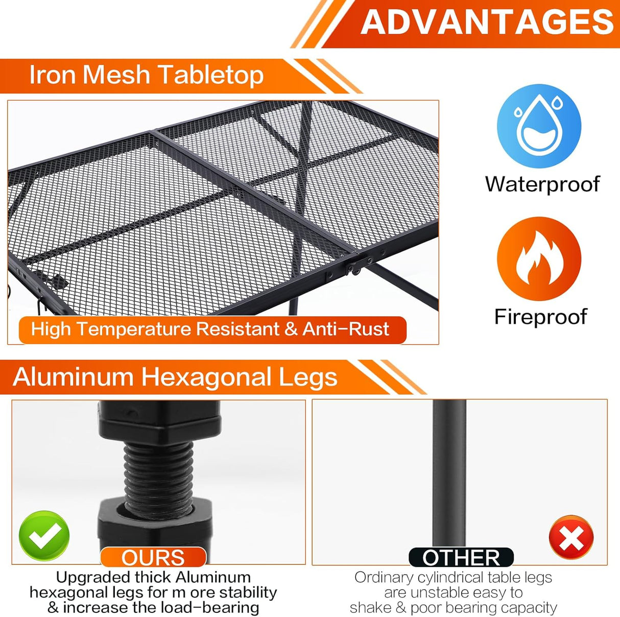 campingtisch fuß ALZEROOE 3-Fuß verstellbarer klappbarer Campingtisch aus Aluminium, Sc – HR Tactical Innovations