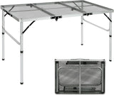 REDCAMP 48x24 Long Folding Grill Table for Outside, Lightweight Portable Metal Aluminum Outdoor Grill Table with Adjustable