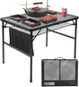 Folding Grill 3x2 FT Portable Camping Table, Lightweight Height Adjustable Metal Picnic Outdoor Table with Mesh Desktop and