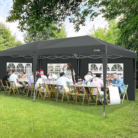 HOTEEL 10x20 Pop up Canopy with 6 Sidewalls, One Push Instant Setup Outdoor Canopy Tent with Reinforce Rod, Weight Bag, for