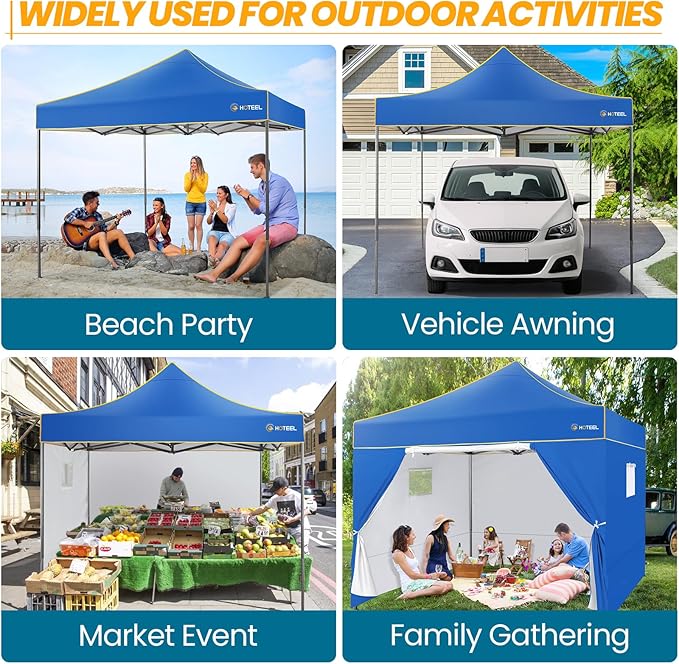 COBIZI 10x10 Heavy Duty Pop up Canopy with 4 Removable Sidewalls, Canopy Tent with Portable Bag, Ez Pop up Tent Commercial