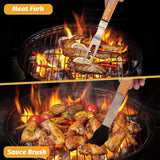 PURPLEBIRD Grill Utensils Set with Brush - 5pcs Grilling Tools Set with Bag Apron, Heavy Duty BBQ Tool Sets with Long Wood