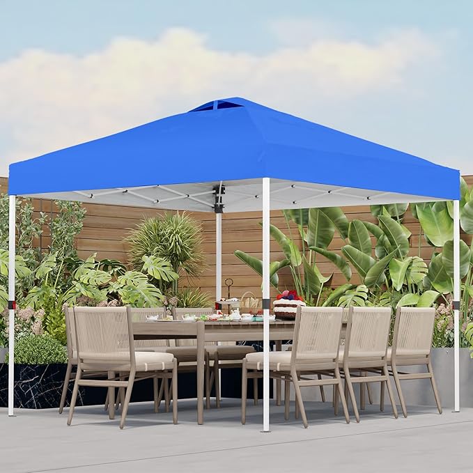 Shades 10x10 Pop Up Canopy with One Push Setup,Heavy Duty Beach Tent with Wheels for Easy Moving, Sun Shelter for
