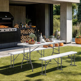 6ft Folding Table, Outdoor Foldable Table with HDPE Tabletop, Safety Locks, Easy to Carry and Store, No-Assembly Camping