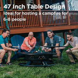 Red Mountain Valley 47" Outdoor Fire Pit with Adjustable Grill, 2-in-1 Metal Outdoor Fireplaces, Large Patio Wood Burning