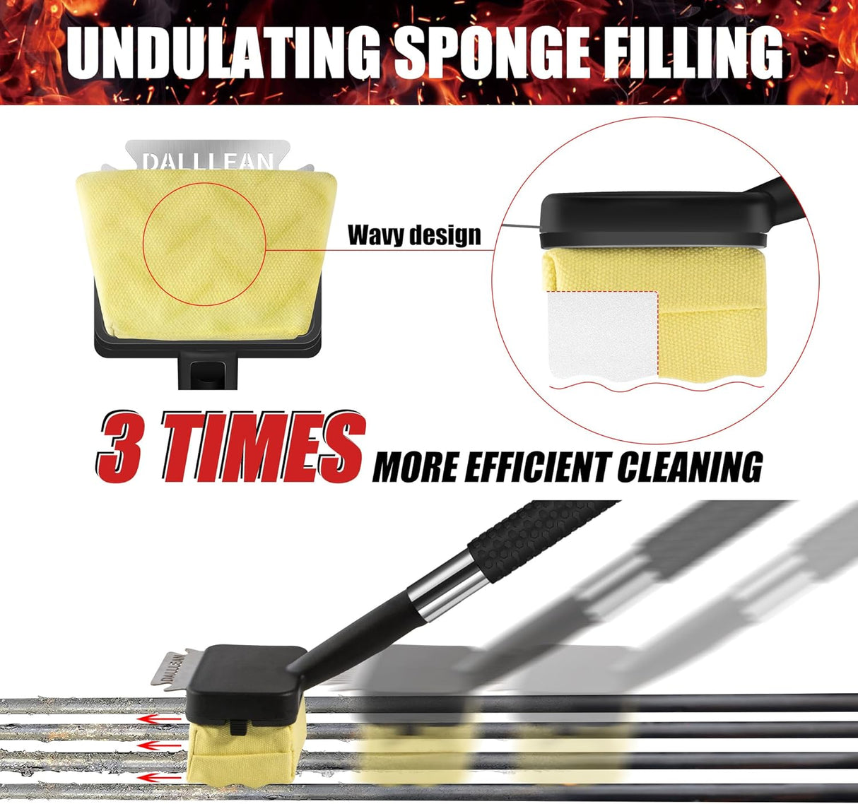 BBQ Grill Brush Bristle Free for Outdoor Grill, Replaceable Head Cleaning Brush, Steam Grate Cleaner, BBQ Cleaning Brush,