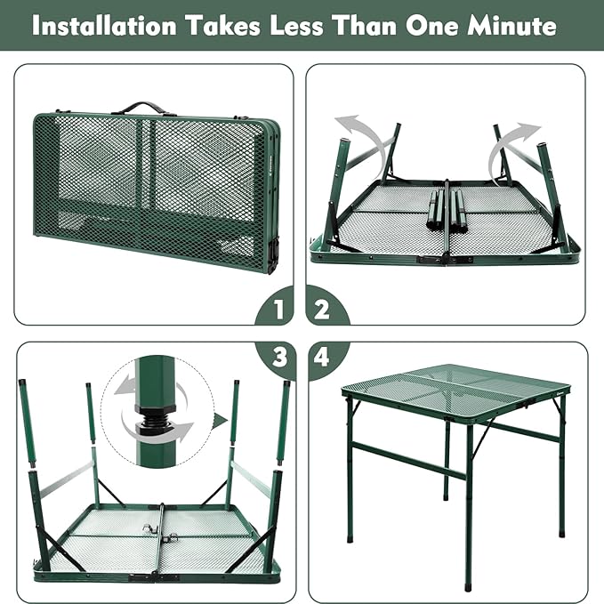 Square Folding Table, Easy for Storage, Compact and Portable Picnic Table for Grill, Outdoor Camping, Garden, Patio, Dining,