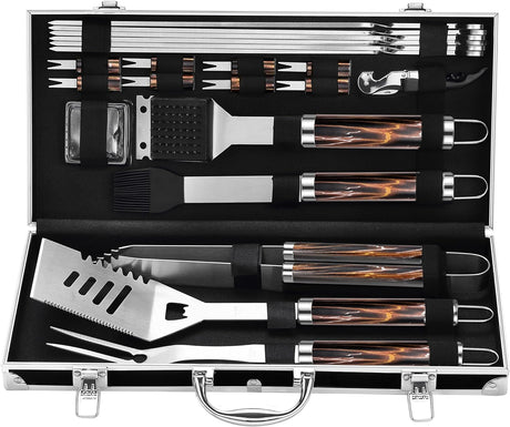 Grilljoy BBQ Accessories Grill Tools Set - 22PCS Stainless Steel Barbecue Grill Accessories for Outdoor Grill with Black