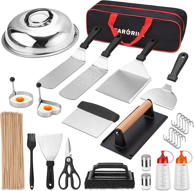 128 PCS Griddle Accessories Kit - Premium Flat Top Grill Accessories Set for Blackstone & Camp Chef, Stainless Steel BBQ