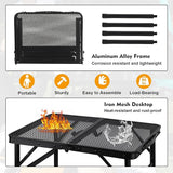 Camping Table with Mesh Desktop, Lightweight & Portable Small Folding Grill Table, Height Adjustable Metal Outdoor Table for