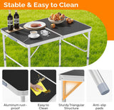 VINGLI 3FT Small Camping Table Adjustable Height Aluminum Folding Table for Picnic Party BBQ, Plastic RV Suitcase Table