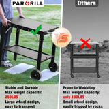 Outdoor Grill Table, Folding Grill Cart with Pull-out Side Table, Blackstone Griddle Stand, Fit 17 Inch Or 22 Inch,