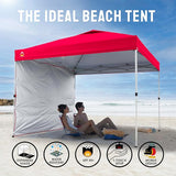 CROWN SHADES 10x10 Pop Up Canopy with 1 Side Wall - Beach Tent with One Push Setup - Outdoor Sun Shade for Events, Parties,