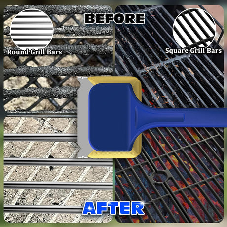 Grill Brush Bristle-Free with Replaceable Heat Resistant Kevlar Head Multi-Function Scraper BBQ Grilling Accessories, BBQ