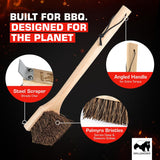 Natural Grill Brush Non Metal Bristles - Durable Non Metal Grill Brush Outdoor Grills Wooden Handle BBQ Cleaning Non-Wire