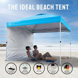 CROWN SHADES 10x10 Pop Up Canopy with 1 Side Wall - Beach Tent with One Push Setup - Outdoor Sun Shade for Events, Parties,