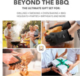 Meat Claws and Smoker Gloves | No.1 Heat Resistant BBQ Grill Gloves | Pulled Pork Claws | Thermometer | Silicone Oven Mitts
