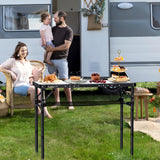 Folding Camping Table, Aluminum Small Folding Table 3 Adjustable Height Max 27.5", Portable Table with Carry Handle,