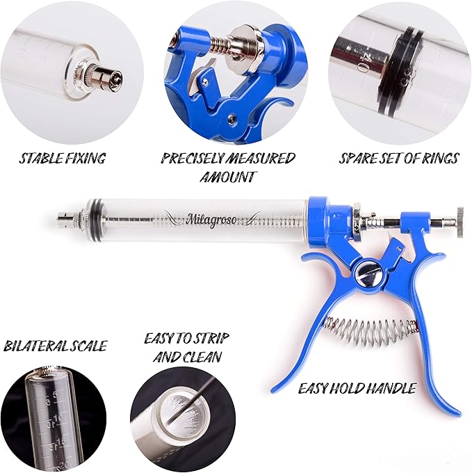 Meat Injector Marinade Gun Stainless Steel Outdoor Kit Flavor Food Syringes & 4 Marinades Needles for BBQ Grill Smoker