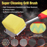 Grill Brush Bristle Free for Outdoor Grill, Steam Grill Cleaning Brush Replaceable BBQ Cleaner Brush Head,Extended Handle,