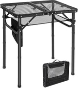 RedSwing Folding Grill Table, Lightweight Height Adjustable Aluminum Table with Mesh Desktop and Mesh Bag for Outdoor