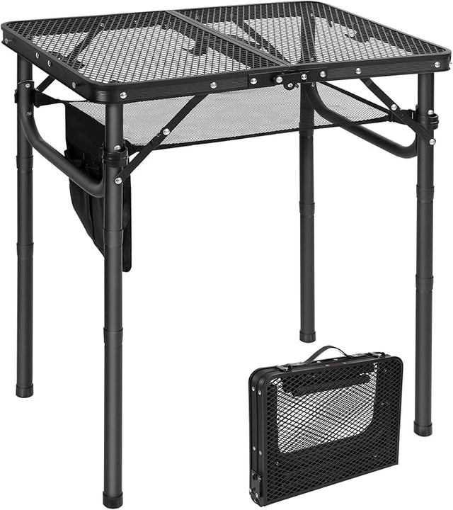 RedSwing Folding Grill Table, Lightweight Height Adjustable Aluminum Table with Mesh Desktop and Mesh Bag for Outdoor
