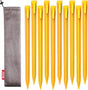 10-Pack Plastic Tent Stakes - 12-Inch Heavy Duty Canopy Anchoring Pegs for Camping, Gardening, Landscaping, Backpacking -