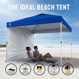 CROWN SHADES 10x10 Pop Up Canopy with 1 Side Wall - Beach Tent with One Push Setup - Outdoor Sun Shade for Events, Parties,