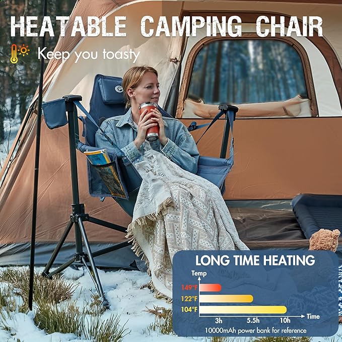 Portal Heated Hammock Camping Chair, Portable Outdoor Swinging Chairs, Rocking Chair for Adults with Adjustable Back and