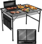 3x2 FT Folding Grill Table, Portable Camping Table for Outside, Adjustable Height Folding Table with Desktop & Mesh Bag,