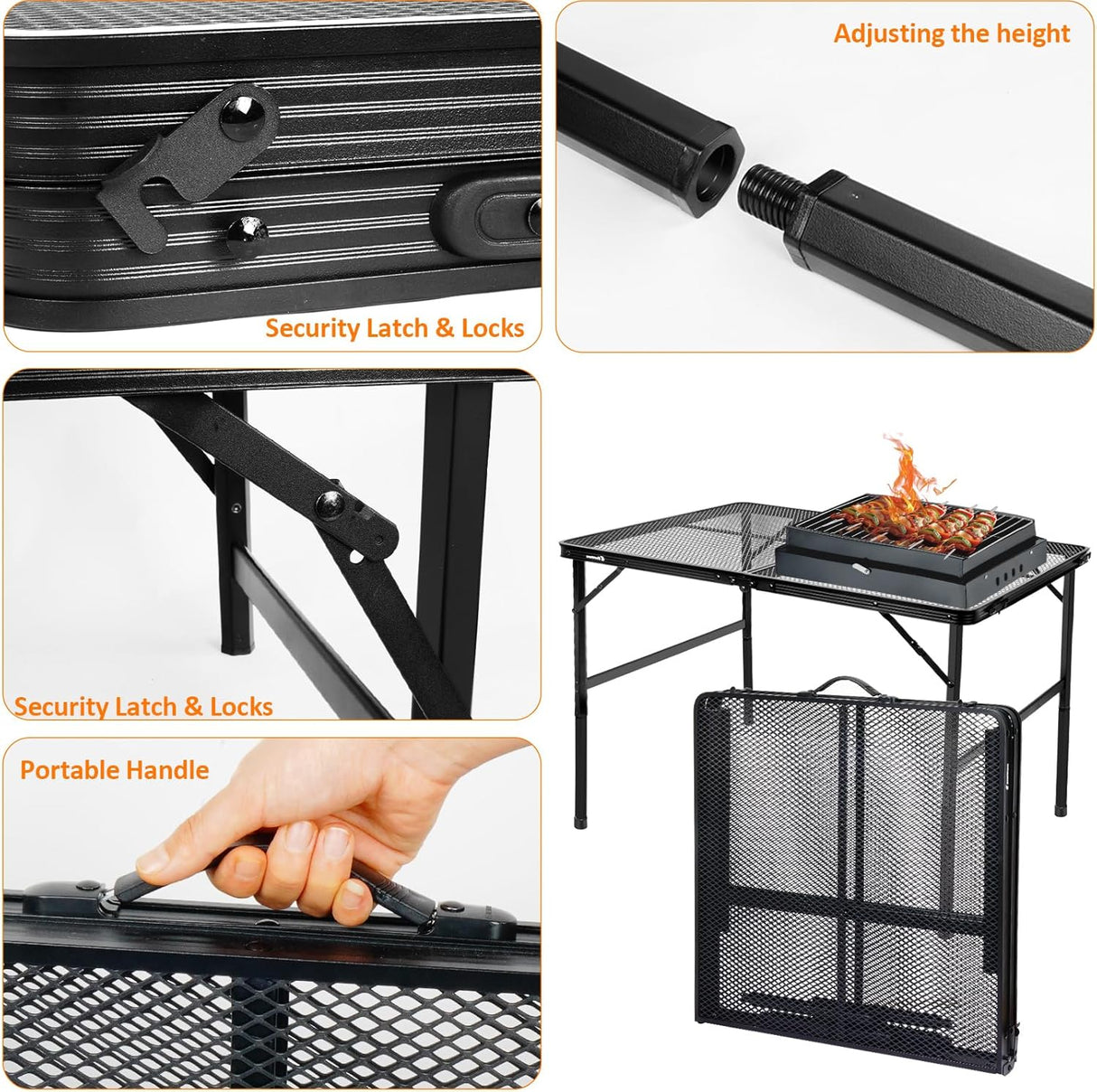 Folding Table, Easy for Storage, Compact Portable Picnic Table for Grill, Outdoor Camping, Garden, Patio, Dining, BBQ,