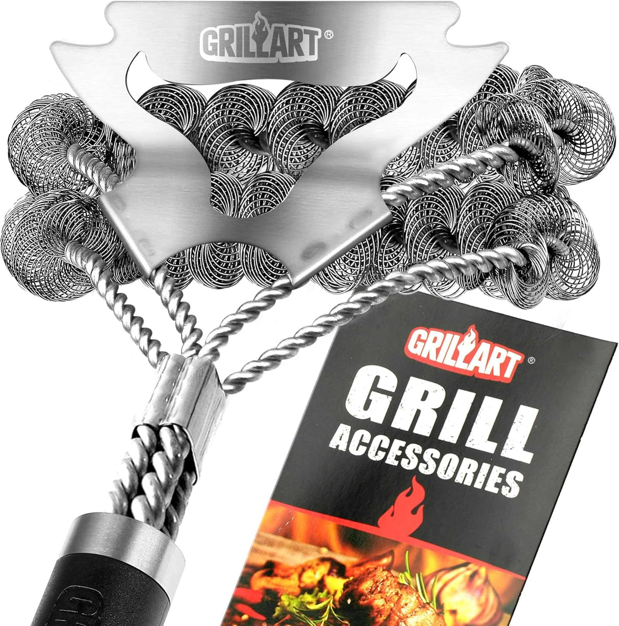 GRILLART Grill Brush for Outdoor Grill Bristle Free - Safe BBQ Grill Cleaner Brush - 18" BBQ Brush for Grill Cleaning Kit