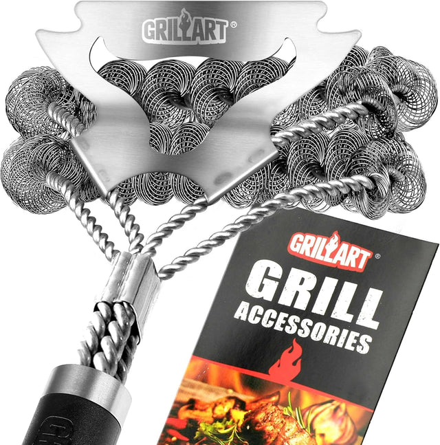 GRILLART Grill Brush for Outdoor Grill Bristle Free - Safe BBQ Grill Cleaner Brush - 18" BBQ Brush for Grill Cleaning Kit