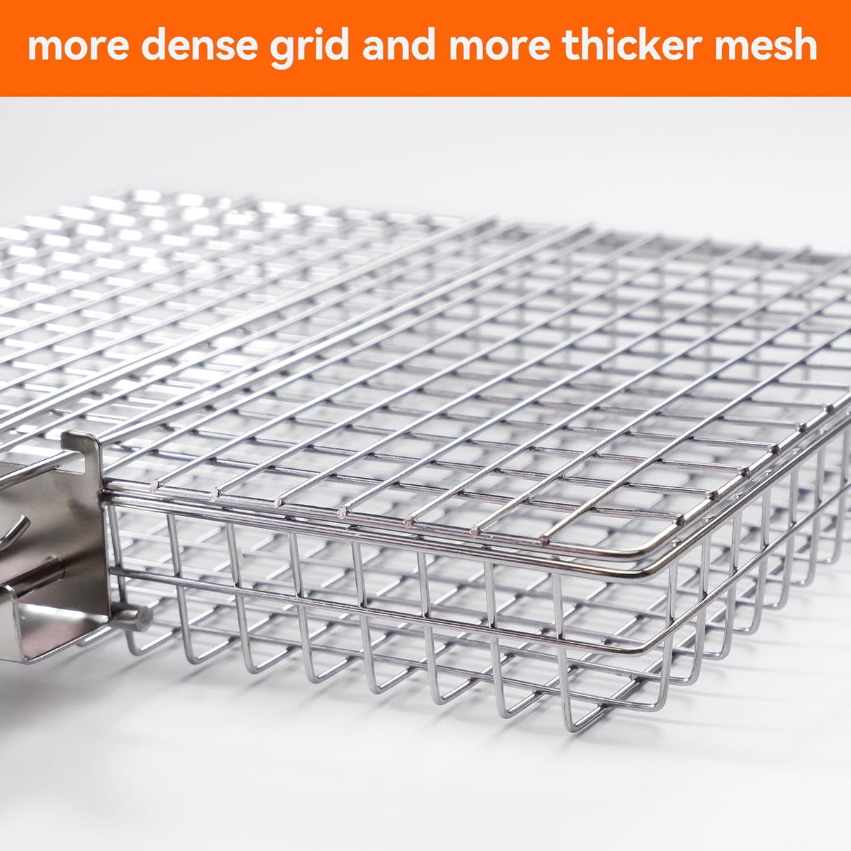 Grill Basket - Grill Baskets for Outdoor Grill, Stainless Steel Large Grilling Basket w Removable Handle, Portable Fish