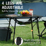PORTAL Camping Table Foldable Portable with Adjustable Legs, Aluminum Folding Table Roll Up Table with Carrying Bag for