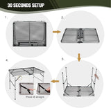 REDCAMP 36x24 Folding Grill Table for Outside, Lightweight Portable Metal Aluminum Outdoor Grill Table with Adjustable