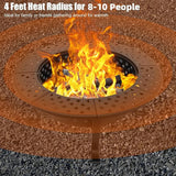42 Inch Fire Pit with 2 BBQ Grills, Wood Burning Fire Pits for Outside with Lid & Fire Poker, BBQ& Outdoor Firepit & Round