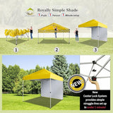 CROWN SHADES 8x8 Pop Up Canopy with 1 Side Wall - Beach Tent with One Push Setup - Outdoor Sun Shade for Events, Parties,