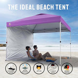 CROWN SHADES 10x10 Pop Up Canopy with 1 Side Wall - Beach Tent with One Push Setup - Outdoor Sun Shade for Events, Parties,