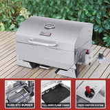 Royal Gourmet GT1001 Stainless Steel Portable Grill, 10000 BTU BBQ Tabletop Gas Grill with Folding Legs and Lockable Lid,