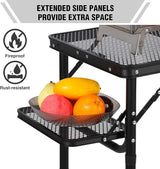 RedSwing Folding Grill Table with Extra Space, Adjustable Height Portable Small Stand Table for Outdoor Indoor Camping