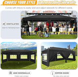 HOTEEL 10x20 Pop up Canopy with 6 Sidewalls, One Push Instant Setup Outdoor Canopy Tent with Reinforce Rod, Weight Bag, for