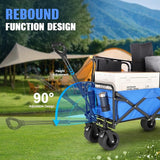 Beach Wagon with Big Wheels for Sand,Collapsible Folding All Terrain Utility Wagons Carts Foldable with Brakes for Sand