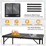 Camping Table with Mesh Desktop, Lightweight & Portable Folding Grill Table, Height Adjustable Metal Outdoor Table for Camp,