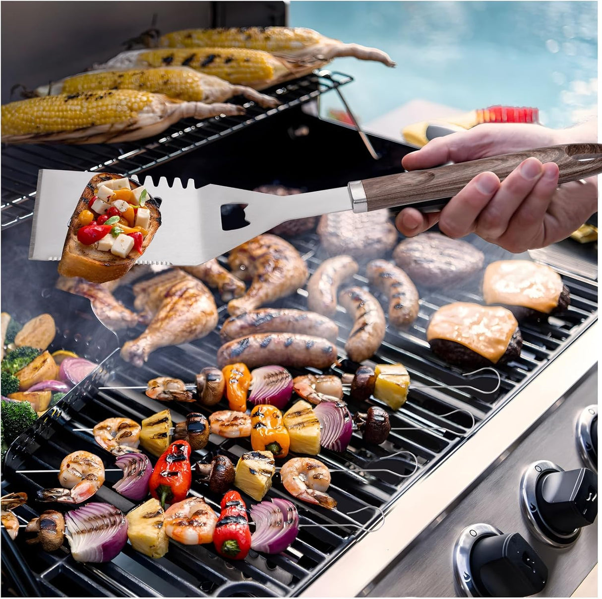 Supernal 21Pcs Deluxe Grill Tool Set Extra Thick Stainless Steel Grill Tool Set for Men Heavy Duty BBQ Tool Set Outdoor
