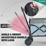 SUNNYFEEL 49''L 550lbs Heavy Duty Wagon Cart Foldable with Wheels,Extra Long Fold Up Wagons Carts with Side Pocket and
