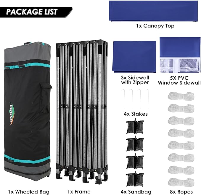 COBIZI 10x30 Pop up Canopy Tent 10x30 Canopy with Sidewalls, Heavy Duty Party Tent Tents for Parties, Foldable UPF 50+