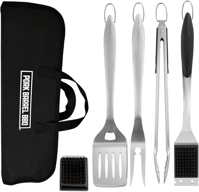 Pork Barrel BBQ Tool Set Grill Kit - Premium Stainless Steel BBQ Grill Accessories, Grilling Tools & BBQ Accessories for